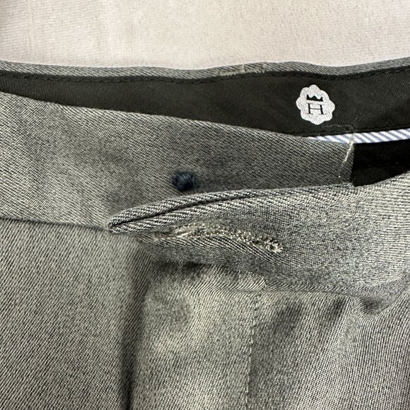 Mens H Haggar Dark Gray Dress Pants 36X30 Polyester Flat Front Trousers - Picture 4 of 7